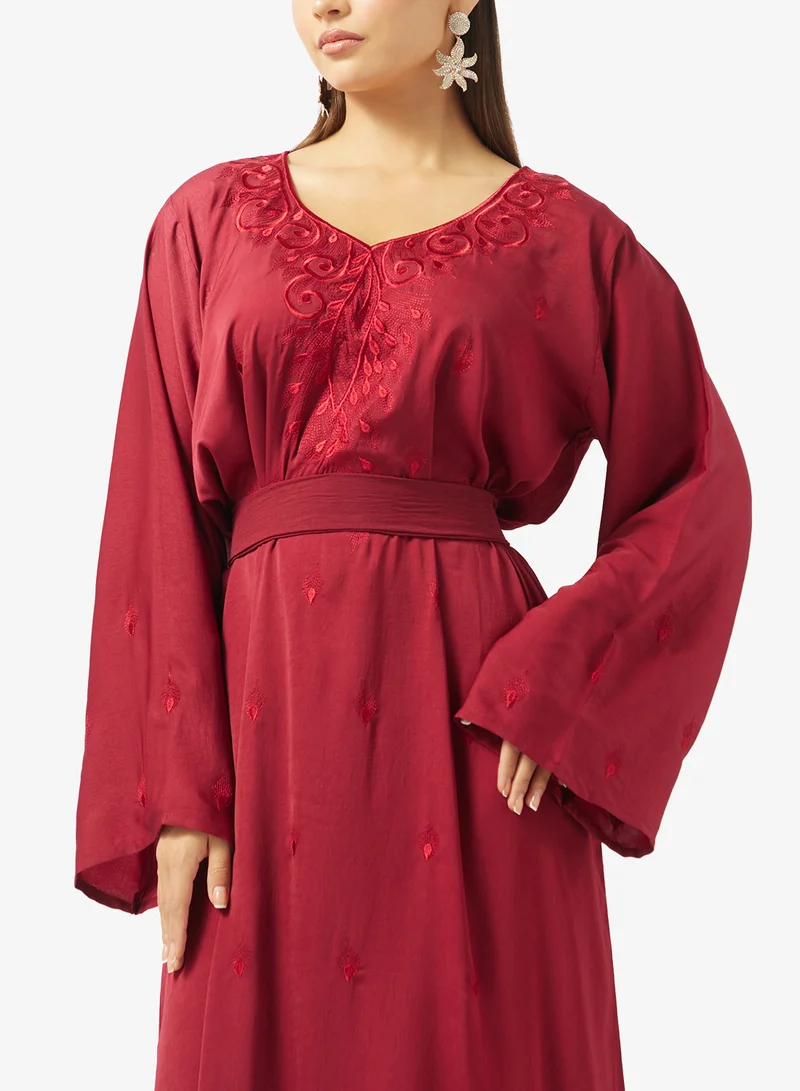 hayas closet  Embroidered Belted Jalabiya for Women | Best Price UAE